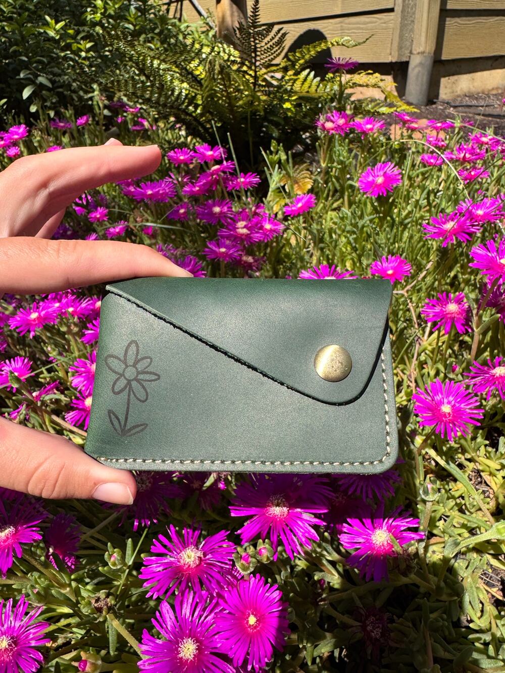 Genuine Leather Wallet  DARK GREEN Credit Card Holder Wallet NEW FAST SHIP